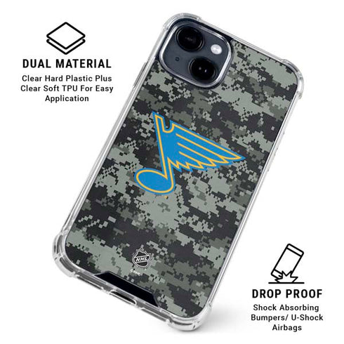 NHL St. Louis Blues Camo iPhone 15 Clear Case