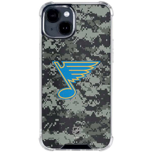 NHL St. Louis Blues Camo iPhone 15 Plus Clear Case