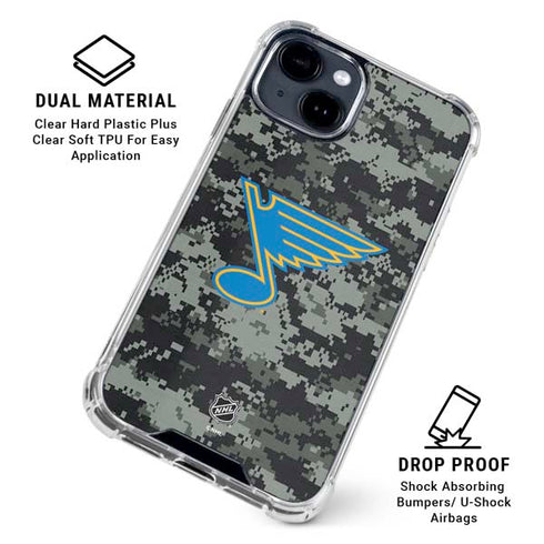 NHL St. Louis Blues Camo iPhone 15 Plus Clear Case