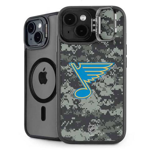 NHL St. Louis Blues Camo iPhone 15 Plus Kickstand Case