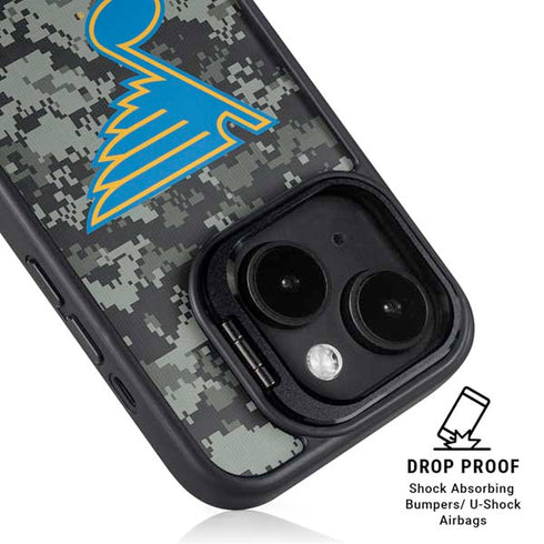 NHL St. Louis Blues Camo iPhone 15 Plus Kickstand Case