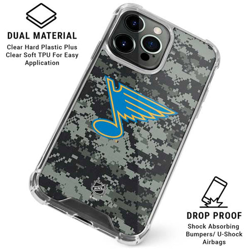 NHL St. Louis Blues Camo iPhone 15 Pro Clear Case