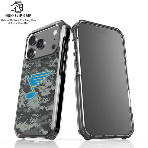 NHL St. Louis Blues Camo iPhone 17 Pro Clear Case