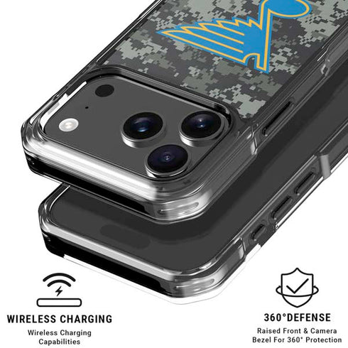 NHL St. Louis Blues Camo iPhone 18 Pro Clear Case