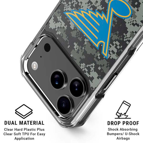 NHL St. Louis Blues Camo iPhone 18 Pro Clear Case