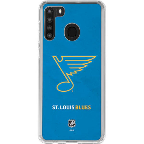 NHL St. Louis Blues Distressed Galaxy A21 Clear Case