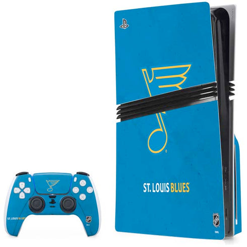 NHL St. Louis Blues Distressed PS5 Pro Disk Bundle Skin