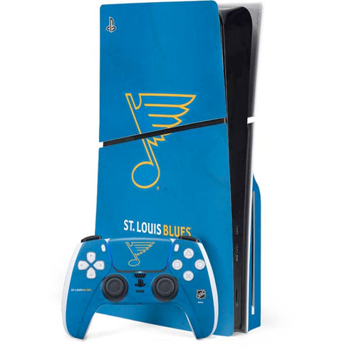 NHL St. Louis Blues Distressed PS5 Slim Disk Bundle Skin