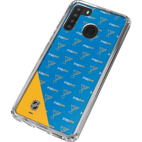 NHL St. Louis Blues Pattern Galaxy A21 Clear Case