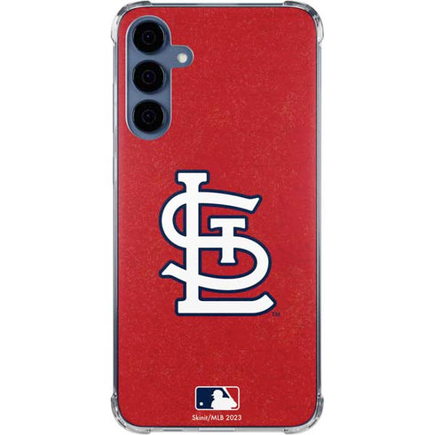 MLB St. Louis Cardinals - Solid Distressed Galaxy A35 5G Clear Case