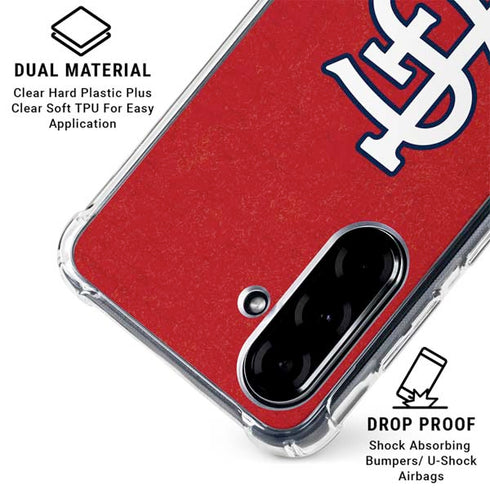 MLB St. Louis Cardinals - Solid Distressed Galaxy A36 5G Clear Case