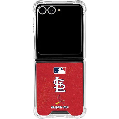 MLB St. Louis Cardinals - Solid Distressed Galaxy Z Flip7 Clear Case