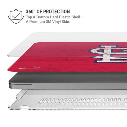 MLB St. Louis Cardinals - Solid Distressed MacBook Pro 14in (2021-24) Case plus Skin