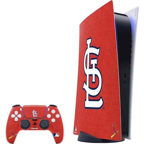 MLB St. Louis Cardinals - Solid Distressed PlayStation PS5 Skins