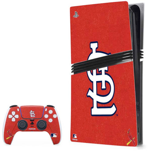 MLB St. Louis Cardinals - Solid Distressed PS5 Pro Bundle Skin