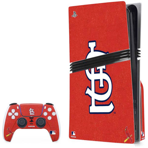 MLB St. Louis Cardinals - Solid Distressed PS5 Pro Disk Bundle Skin