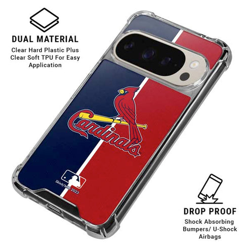 MLB St. Louis Cardinals Split Pixel 9/9 Pro Clear Case
