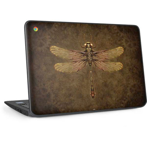 Steampunk & Gear Dragonfly by Brigid Ashwood HP Chromebook Skin