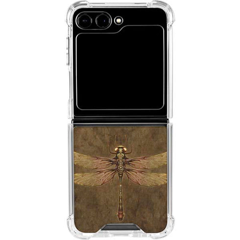 Steampunk & Gear Dragonfly by Brigid Ashwood Galaxy Z Flip6 Clear Case