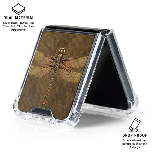 Steampunk & Gear Dragonfly by Brigid Ashwood Galaxy Z Flip6 Clear Case