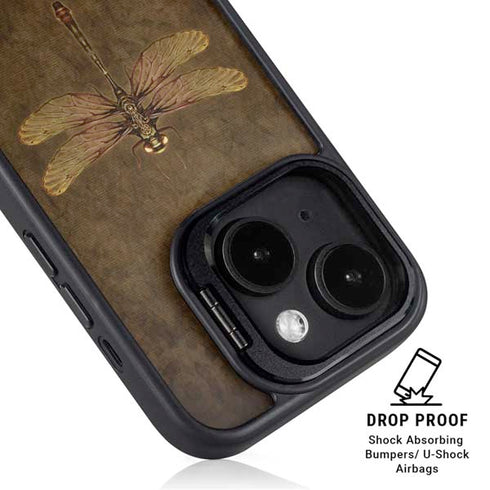 Steampunk & Gear Dragonfly by Brigid Ashwood iPhone 15 Plus Kickstand Case