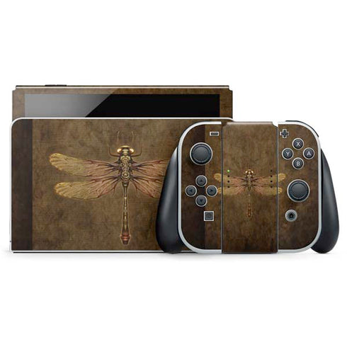 Steampunk & Gear Dragonfly by Brigid Ashwood Nintendo Skins
