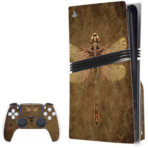Steampunk & Gear Dragonfly by Brigid Ashwood PS5 Pro Disk Bundle Skin