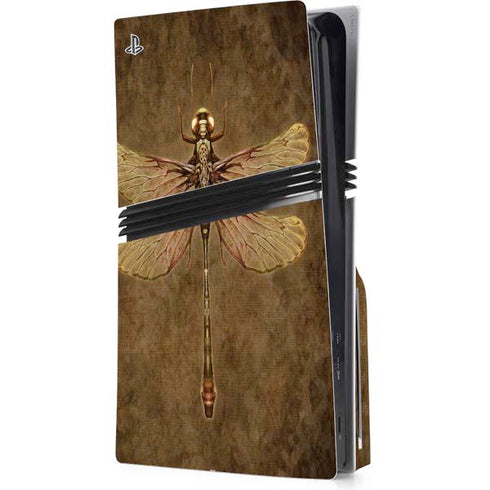 Steampunk & Gear Dragonfly by Brigid Ashwood PS5 Pro Disk Console Skin