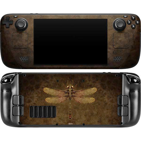 Steampunk & Gear Dragonfly by Brigid Ashwood Steam Deck Handheld Gaming Computer OLED Skin