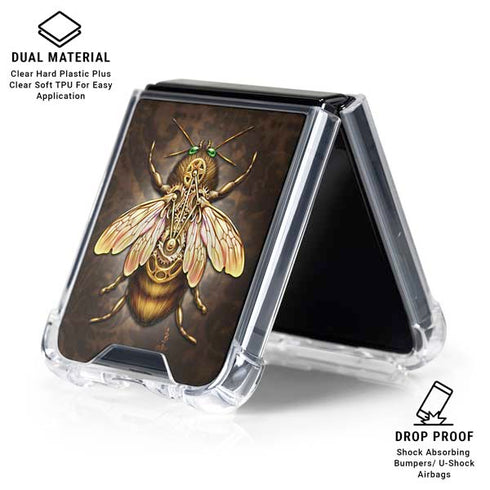 Steampunk Bee by Brigid Ashwood Galaxy Z Flip6 Clear Case