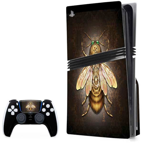 Steampunk Bee by Brigid Ashwood PS5 Pro Disk Bundle Skin