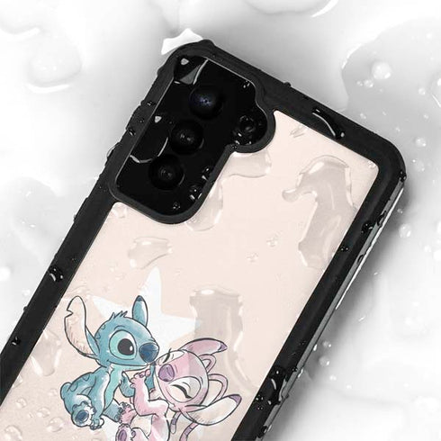 Disney Lilo and Stitch Stitch and Angel Galaxy S24 Plus Waterproof Case