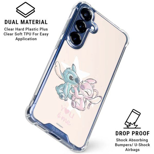 Disney Lilo and Stitch Stitch and Angel Galaxy S25 Plus Clear Case