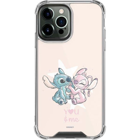 Disney Lilo and Stitch Stitch and Angel iPhone 14 Pro Max Clear Case