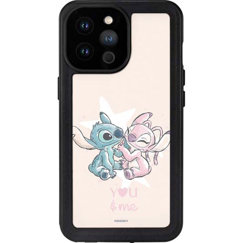 Disney Lilo and Stitch Stitch and Angel iPhone 14 Pro Max Waterproof Case
