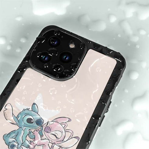 Disney Lilo and Stitch Stitch and Angel iPhone 14 Pro Max Waterproof Case
