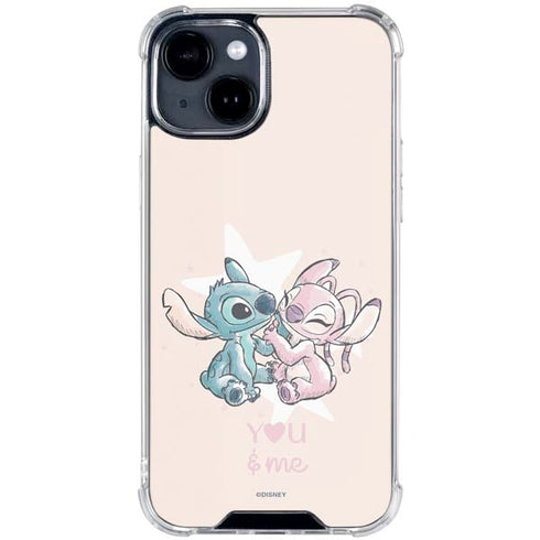 Disney Lilo and Stitch Stitch and Angel iPhone 15 Clear Case
