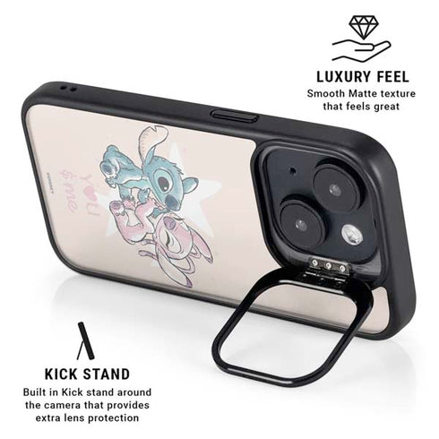 Disney Lilo and Stitch Stitch and Angel iPhone 15 Kickstand Case