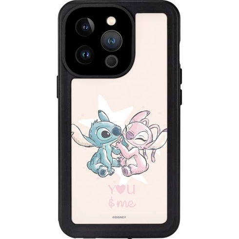 Disney Lilo and Stitch Stitch and Angel iPhone 15 Pro Waterproof Case