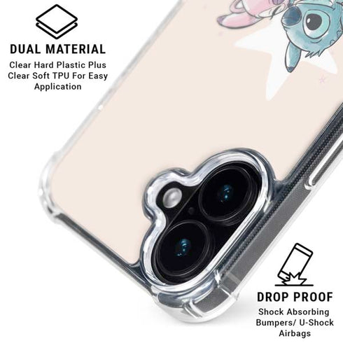 Disney Lilo and Stitch Stitch and Angel iPhone 16 Clear Case