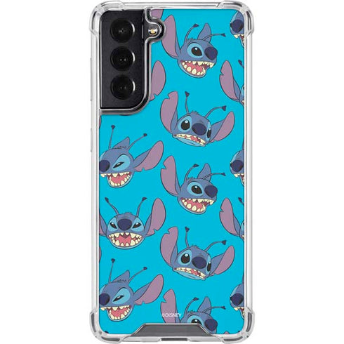 Disney Lilo and Stitch Face Expression Pattern Galaxy S22 Clear Case