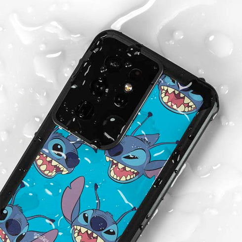 Disney Lilo and Stitch Face Expression Pattern Galaxy S24 Ultra Waterproof Case
