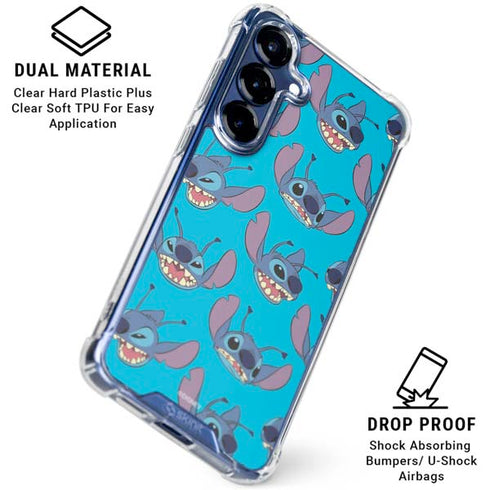 Disney Lilo and Stitch Face Expression Pattern Galaxy S25 Plus Clear Case