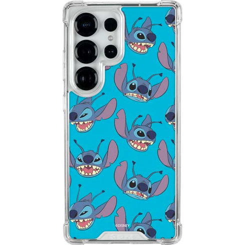 Disney Lilo and Stitch Face Expression Pattern Galaxy S25 Ultra Clear Case