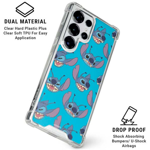 Disney Lilo and Stitch Face Expression Pattern Galaxy S25 Ultra Clear Case
