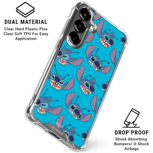 Disney Lilo and Stitch Face Expression Pattern Galaxy S26 Plus Clear Case