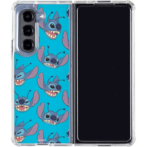Disney Lilo and Stitch Face Expression Pattern Galaxy Z Fold5 5G Clear Case