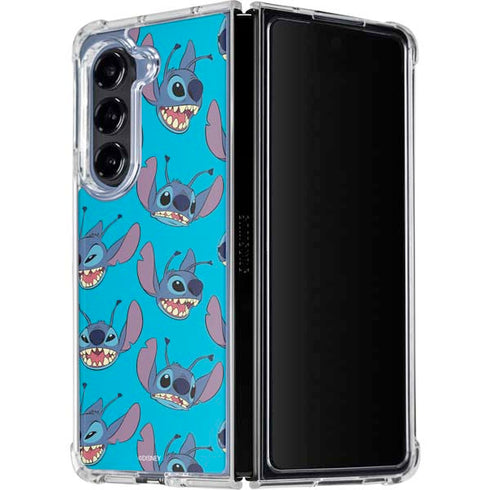 Disney Lilo and Stitch Face Expression Pattern Galaxy Z Fold5 5G Clear Case