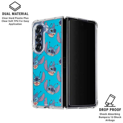 Disney Lilo and Stitch Face Expression Pattern Galaxy Z Fold7 Clear Case