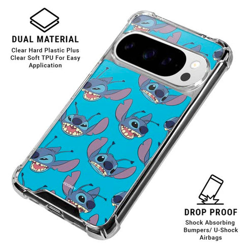 Disney Lilo and Stitch Face Expression Pattern Google Pixel 10 Pro XL Clear Case